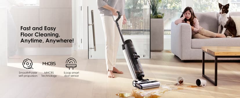 Tineco Floor ONE S7 FlashDry Smart Cordless Wet Dry Vacuum Cleaner, Long Runtime, Great for Sticky Messes, Self-Cleaning, 158℉Hot Air FlashDrying, Dual-Sided Edge Cleaning, Extended Battery Lifespan