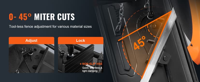 VEVOR Chop Saw, 14''/355mm Blade Diameter Cut Off Saw, 2800W 1200RPM Steel Cutting Machine, 0-45° Adjustable Dry Cut Chop Saw, Miter Saw for Cold Cut Saw for Steel/Iron/Aluminum, Black