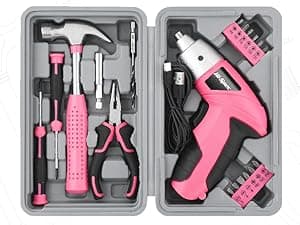 Hi-Spec Electric Screwdriver 27pc 3.6V Pink USB Small Power Screwdriver Set. Cordless & Rechargeable with Driver Bit Set