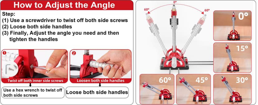 Portable Drill Guide Multi Angle Drill Guide Self-Centering Precision Drilling Jig Attachment for Drilling Angled or Straight Holes,Heavy-Duty 0° to 60° Angle Drilling Guide