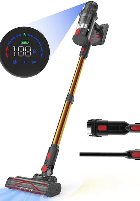 Cordless Vacuum Cleaner, Vacuum Cleaners for Home, 50KPA 500W Stick Handheld Pet Hair Hardwood Floor Vac, High Power Hand Held Rechargeable Battery Portable Household Lightweight Vac, C11 Gold