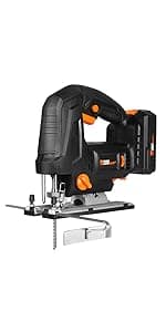 WEN 33606 6.6-Amp Variable Speed Orbital Jig Saw with Laser and LED Light,Black, Silver