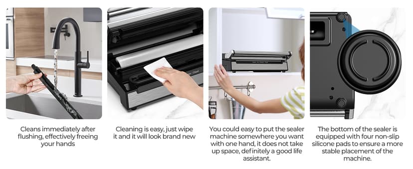 90Kpa Food Vacuum Sealer, Stainless Steel Vacuum Sealer Machine for Food with Double Heat Seal & Double Pump, Food Sealer Dry/Moist/Liquid Modes, Roll Storage and Cutter, Easy-Lock Handle and Clean