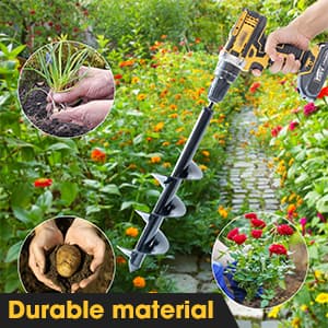 VASGOR Set of 5 Auger Drill Bit for Planting (1.6x16", 2x16", 2.6x16", 3x16", 3.5x16") - Easy Planter Garden Auger - Bulb & Bedding Plant Augers - Post Hole Digger for 3/8” Hex Drive Drill