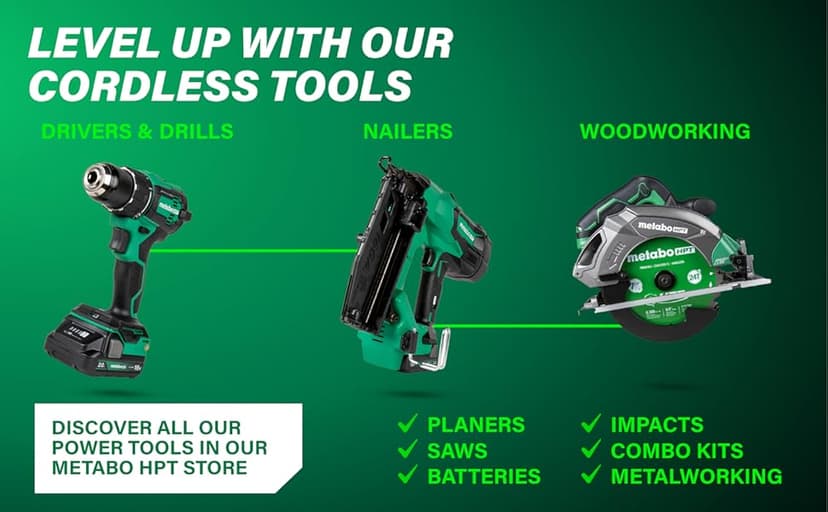 Metabo HPT 18V MultiVolt Cordless Drywall Screw Gun Kit, High-Speed Power Screwdriver with Collated Screw Magazine, 2.0Ah Lithium-Ion Battery and Charger, Lightweight Ergonomic Design, W18DAQB