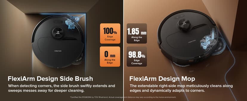 roborock Qrevo Master Robot Vacuum and Mop Combo, 10,000Pa Suction, FlexiArm Design Side Brush & Mop, Auto Mop Washing & Drying, Self-Emptying&Refilling, Dock Self-Cleaning, Obstacle Avoidance, Black