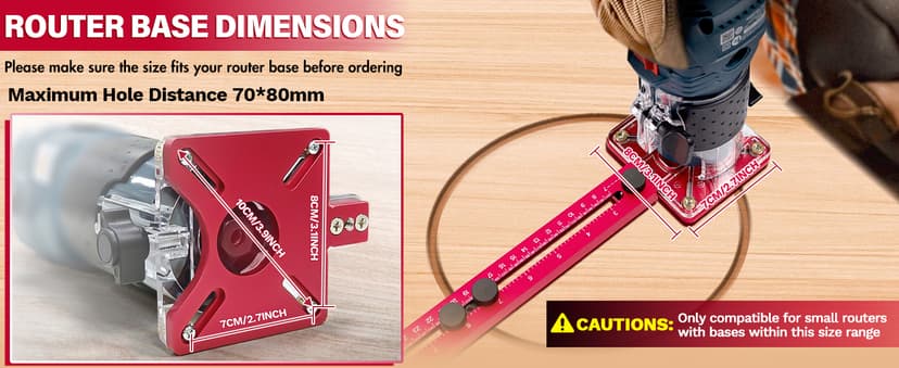 New 4 in 1 Router Milling Groove Bracket, Aluminum Alloy Router Circle Cutting Jig, Multifunctional Router Guide for Cutting Circles, Adjustable Router Jig Tool for Woodworking (Rose Red)
