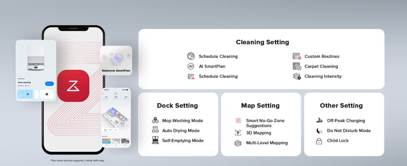 roborock Qrevo Edge Robot Vacuum and Mop, 18,500Pa Suction, Zero-Tangling, AdaptiLift Chassis, Al Obstacle Recognition, Hot Water Mop Washing & Dock Self Cleaning, Corner to Edge Deep Cleaning