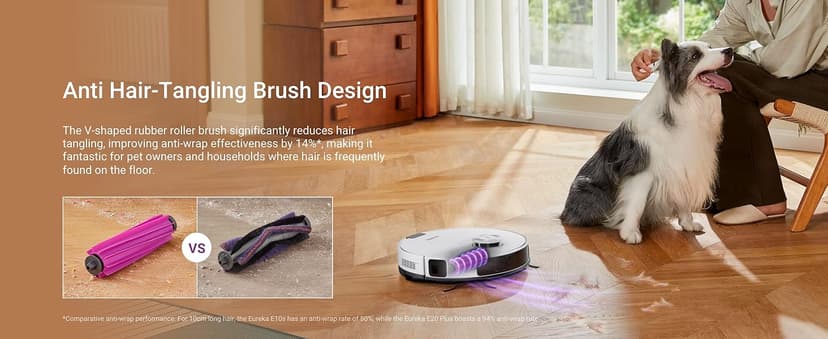 Eureka E20 Plus Robot Vacuum and Mop Combo, Robot Vacuum Cleaner with Bagless Self Emptying Station, 45-Day Capacity 8000Pa Suction and Anti Hair-Tangling Brush App Control LiDAR Navigation