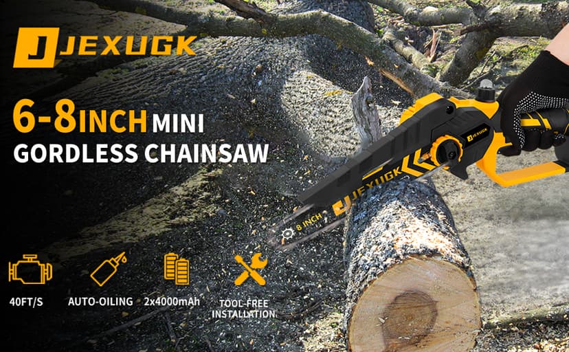 Brushless Mini Chainsaw, 8" & 6" Hand Held Cordless Chain Saw with 2 x 4.0Ah Battery, Portable Small Electric saw Cordless with 4 Chain Guide, Mini Motosierra for Tree Pruning Wood Cutting