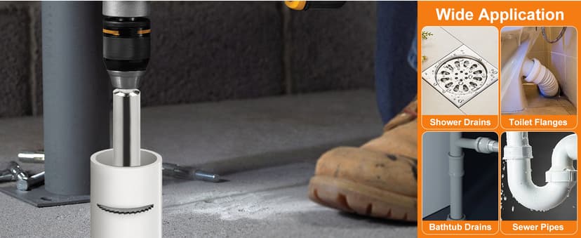 Inside Pipe Cutter for PVC Pipe with 5 Replacement Saw Blades, 1/4 Inch Hex Shank Impact Connect Inside PVC Pipe Cutter for Drill and Impact Driver, Internal Plastic Pipe Cutter Plumbing Tools