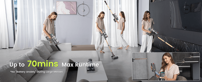 Cordless Vacuum Cleaner, 550W/48Kpa Self-Standing Vacuum Cleaners for Home, up to 70 mins Run Time, Powerful Suction with Touch Screen, Stick Vauum Cleaner for Pet Hair,Carpet,Hardwood Floor