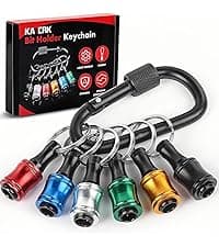 Push to Unlock,Katerk 6pcs 1/4 inch Hex Shank Aluminum Alloy Screwdriver Bit Holder Light-Weight Quick-Change Extension Bar Keychain Drill Screw Adapter Portable,Black Carabiner,Tool Gifts for Men