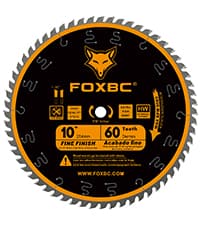 FOXBC 10 Inch Thin Kerf Fine Finish Crosscut Table Saw Blade, 60-Tooth ATB, with 5/8-Inch Arbor