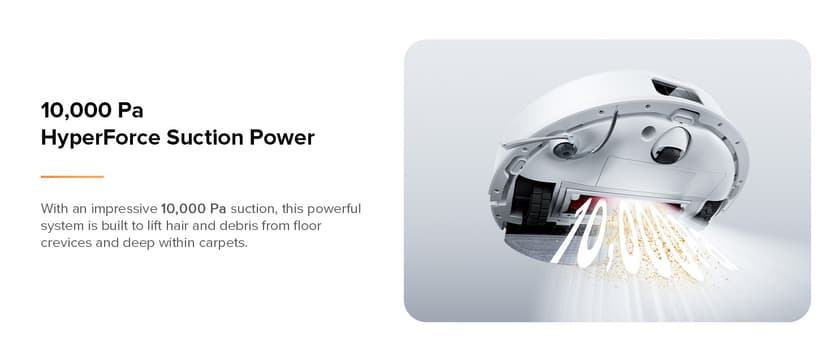 roborock Q10 S5 Robot Vacuum and Mop Cleaner, 10000Pa HyperForce Suction, Dual Anti-Tangle System, Auto-Lifting Mop, ReactiveTech Obstacle Avoidance, App Control, for Pet Hair and Carpet, White