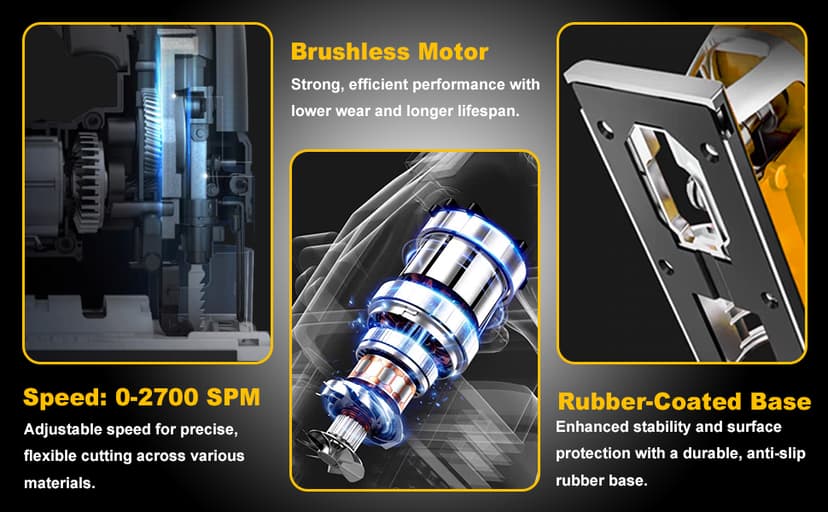 Cordless Jig Saw Compatible with Dewalt 20V Battery, Brushless Jig Saw with 6pcs Blades, 4 Orbital Sets for Wood, Plastic and Metal Cutting (Tool Only, No Battery)