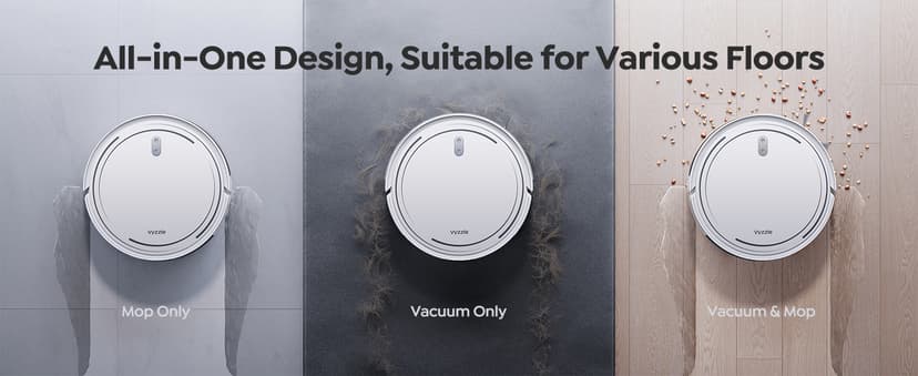 Vyzzle Robot Vacuum, 5000Pa Robot Vacuum and Mop, Smart Navigation, Ultra Slim Robot Vacuum Cleaner Self-Charging, Wi-Fi/App/Alexa Control, Ideal for Pet Hair, Hard Floor, Carpet