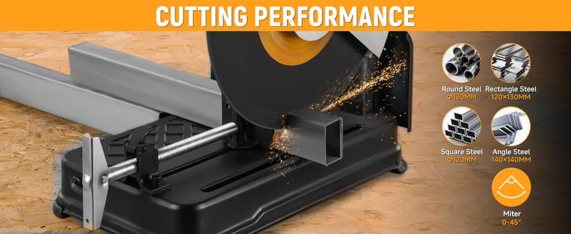 Hoteche 14-Inch Metal Cutting Chop Saw 2100W Heavy-Duty Electric Cut Off Machine with Saw Blade