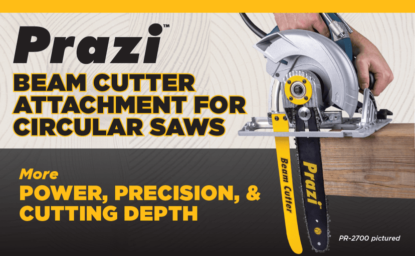 Prazi 12" Beam Cutter Attachment for Non-Worm Circular Saws – Model PR2700 for 7-1/4" Circular Saws, Non-Worm Drive – American Owned Company – Increase Cut Depth from 2-1/2” to 12”