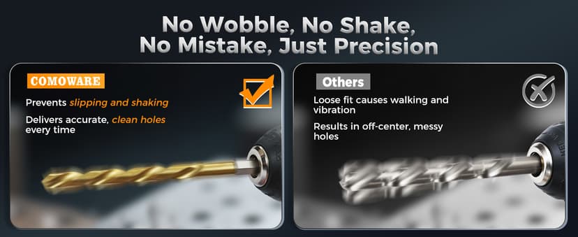 COMOWARE Titanium Twist Drill Bit Set - 16 Pcs Hex Shank High Speed Steel for Wood Plastic Aluminum Alloy, Quick Change, 1/16"-1/4"