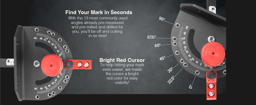 Fulton Miter Gauge 2000 SE HDF NoPlay Expandable Glides Steel Miter Bar for 3/4 x 3/8 Inches, Miter Slot UHMW Slick Base Pad, Protractor Style Head 13 Positive Stops, Aluminum Dual 45 Degree