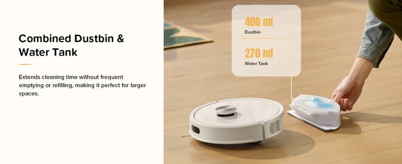 roborock Q7 M5 Robot Vacuum and Mop Combo, 10,000Pa HyperForce Suction, Robotic Vacuum Cleaner, Dual Anti-Tangle System, APP-Controlled Mopping, LiDAR Navigation, for Pet Hair and Carpet, White