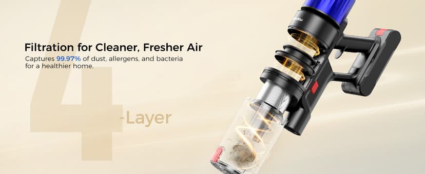 Cordless Vacuum Cleaner, 500W 50 Minutes Runtime Stick Vacuum for Pet Hair, Powerful Suction, Rechargeable, Lightweight, Handheld Vacuum Versatile for Carpet, Hard Floor (Starry Gray)