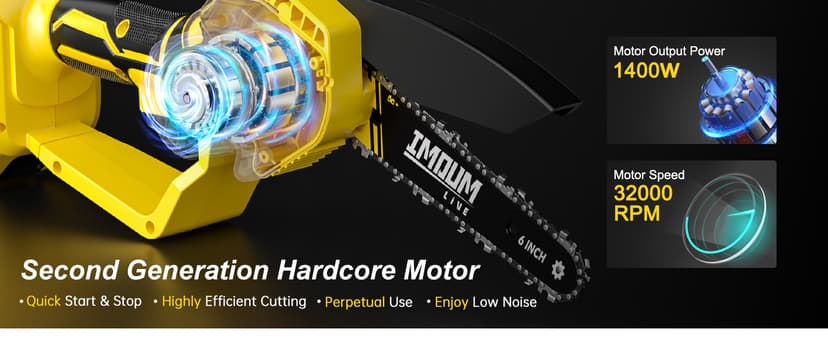 IMOUMLIVE 2-IN-1 Cordless Pole Saw & Mini Chainsaw, 21V 3.0Ah Battery Powered 6 Inch Electric Pole Chainsaw, 6.6 LB Lightweight, 14.8-Foot MAX Reach Pole Saw for Tree Trimming