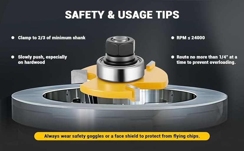 Junreox 2PCS Tongue and Groove Router Bit Set, 3rd Gen. 1/4 Shank Router Bits for 3/4" Stock, 1/2" Cutting Depth, Adjustable 3 Teeth Shaker Cabinet Door Router Bits for Woodworking, Milling, Cutting