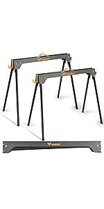 Saw Horses 2 Pack Folding, 2600 Lbs Load Capacity & 24-32 Inch Adjustable Height Heavy Duty Sawhorse Table with 2x4 Support Arms, Portable Folding Legs and Easy Grip Handle for Woodworking