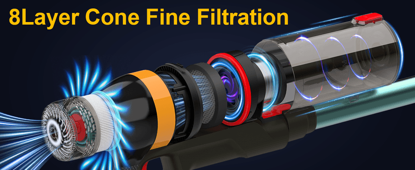 Cordless Vacuum Cleaner,550W/45KP/60Mins Stick Vacuum Cordless Rechargeable for Home/CarPet/Pet Hair/Floor-3 Suction Modes,Smart Screen&Headlight,Self-Standing,Removable Battery,Lighweight,Anti-Tangle