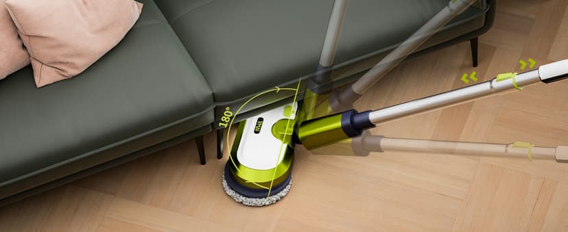 Cordless Electric Mop, Electric Spin Mop with LED Headlight and Water Spray, Up to 60 mins Powerful Floor Cleaner with 300ml Water Tank & Detachable Battery, Super Quiet Cleaning & Waxing