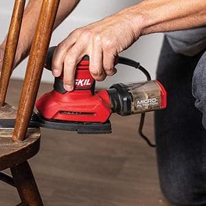 SKIL Corded Multi-Function Detail Sander with Micro-Filter Dust Box 3 Additional Attachments & 12pc Sanding Sheet- SR232301