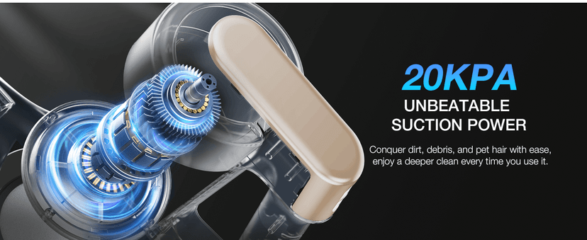 Cordless Stick Vacuum Cleaner for Home, Lightweight Rechargeable Vacuum with 55min Runtime, Powerful Suction, Green LED Headlight, 9-in-1 Pet Hair Carpet & Hardwood Floor Cleaner