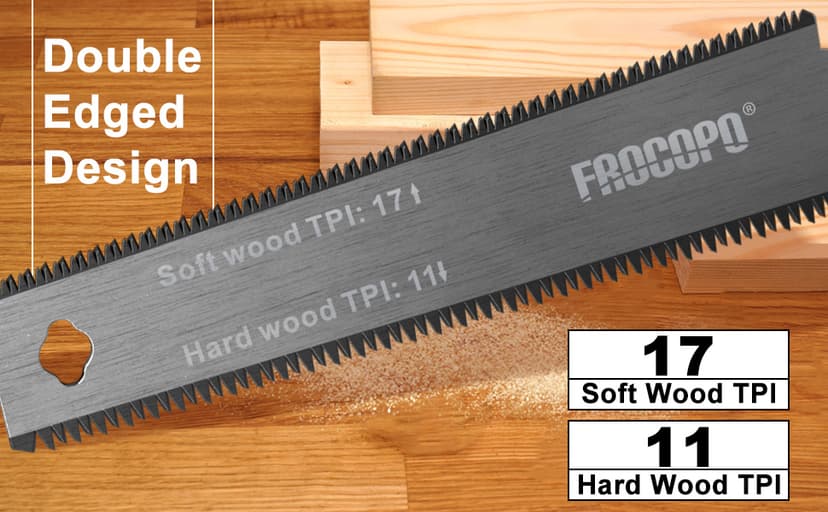 Hand Saw Woodworking Tools, 6-Inch Pull Saw, Flexible Double-Edge Blade 17/11 TPI, Japanese Flush Cut for DIY Craft, Non-Slip Wood Handle, Sharp & Lightweight for Woodworking and Garden Trim