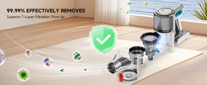 Cordless Vacuum Cleaner, 8 in 1 Powerful Stick Vacuum with 50Mins Rechargeable Battery, Vacuum Cleaners for Home Anti-Tangled Lightweight Handheld Vacuum for Hardwood Floor, Carpets, Pet Hair, Blue