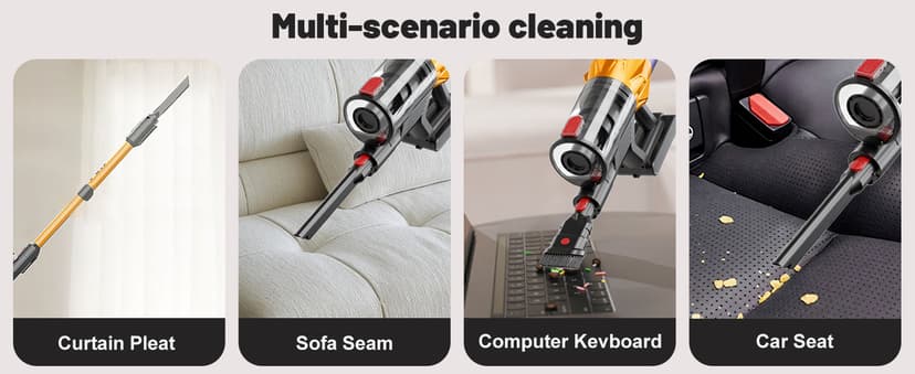 Cordless Vacuum Cleaner, 550W 55KPA 60 Mins Runtime Self-Standing Vacuum Cleaners, Stick Vacuum with Charging Dock Station Removable Battery, Handheld Vacuum for Pet Hair/Carpet/Floor