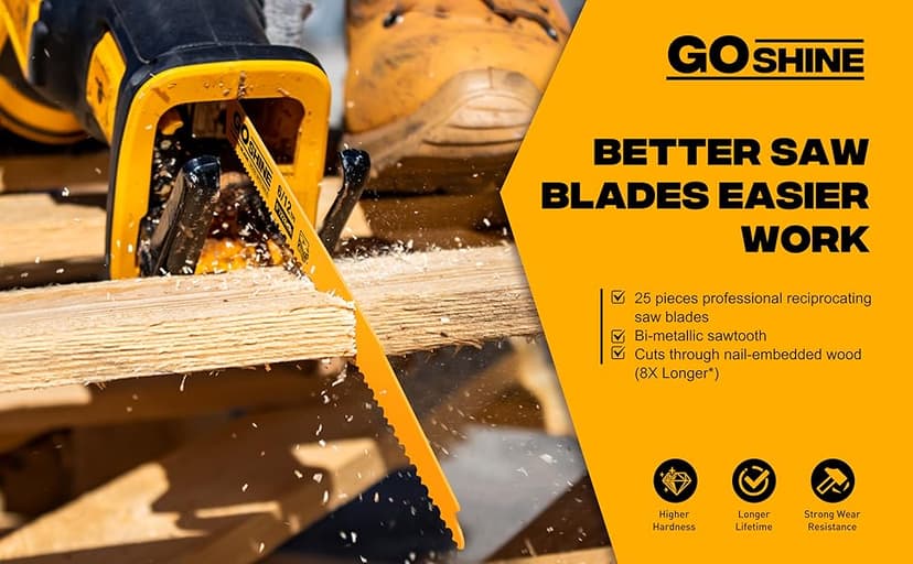 25 Pack 9 in 6/12TPI Reciprocating Saw Blades,Stud and Nail sawzall Blades, 9" High-Strength Bi-Metal sawzall Blades for Wood and Nail-Embedded Wood, Small Branches, Pallets,PVC Pipe