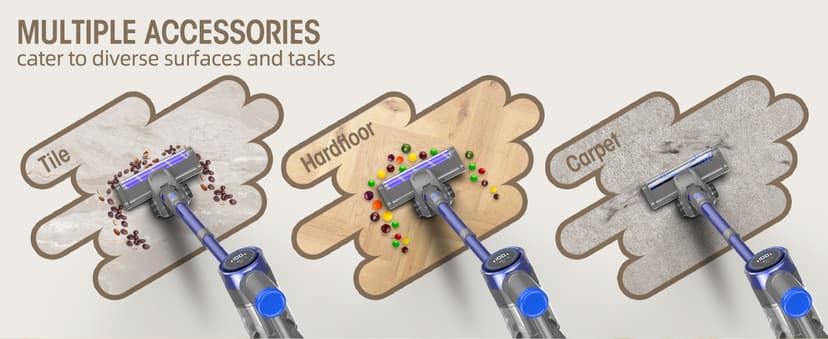 Cordless Vacuum Cleaner, 33KPA/400W Rechargeable Stick Vacuum Cleaner with 45 Mins Runtime, 6-in-1 Lightweight Portable Handheld Stick Vacuum for Home Hard Floor Carpet Car Pet Hair