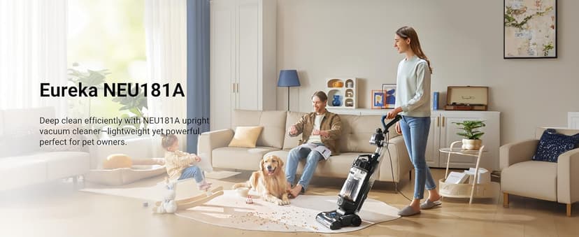 Eureka PowerSpeed Lightweight Upright Vacuum Cleaner for Carpet and Hard Floor, Powerful Bagless Upright Vacuum Cleaner for Home Pets, NEU181A, Blue