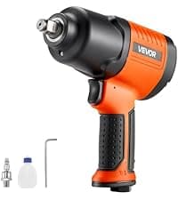 VEVOR 1/2-Inch Air Impact Wrench - High Torque 1400 ft-lbs - Lightweight 4.6 lb - Includes 11-Piece CR-V Steel Impact Socket Set & Carrying Case