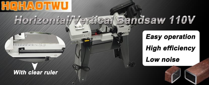 110V Horizontal Vertical Bandsaw 1/2HP 420W Bench Top Metal Cutting Bandsaw Machine with 100x150mm Cutting Capacity Tilting Vise 0-45° Casters Work Light for Metal & Non-Metallic Materials