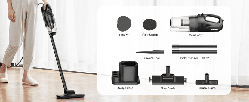 Corded Vacuum Cleaner, Super Power Suction Stick Vacuum Cleaners for Home, 6-in-1 Lightweight Hard Floor Vacuum Removable Handheld Vac, Portable Vacuum for Pet Hair