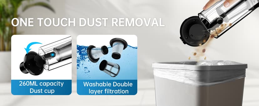 Handheld Vacuum Cordless, Portable Car Vacuum with 16000Pa Powerful Suction, Ultra-Lightweight 1.3lbs, Brushless Motor, Multiple Accessories for Home Office Car Pets Cleaning