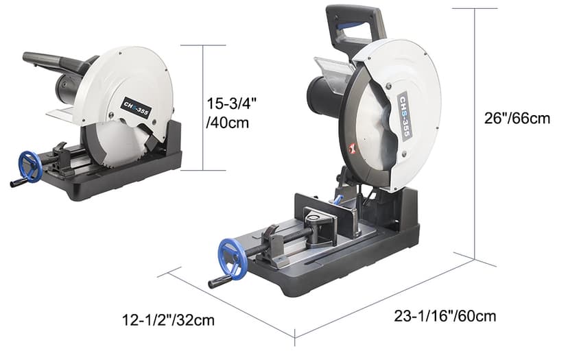 KAKA INDUSTRIAL Metal Cutting Chop Saw 14-Inch, 15-Amp Motor, Cuts Steel, Rebar, Iron, Aluminum, 0-45° Adjustable Angle CHS-355