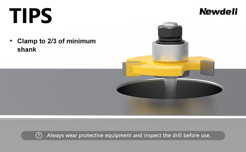 Newdeli Tongue and Groove Router Bit Set 1/4 Inch Shank - 2pcs Router Bits for 3/4" Stock, 1/2" Cutting Depth - T Shape 3 Teeth Wood Milling Cutter Woodworking Tool