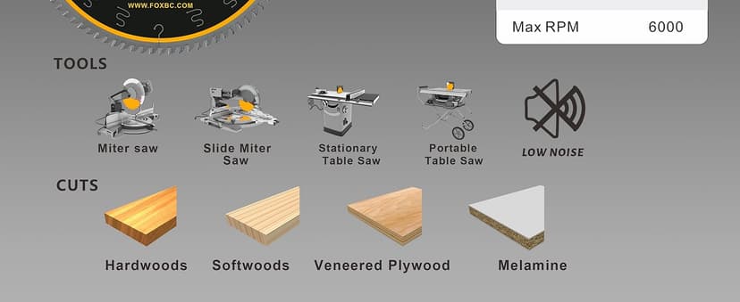FOXBC 10 Inch Saw Blade 90-Teeth Ultimate Polished Finish Saw Blade for Wood, 5/8-Inch Arbor