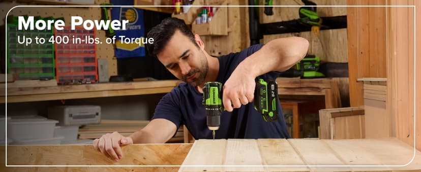 Greenworks 24V Cordless Brushless 400 in-lbs Drill/Driver + 6.5" Circular Saw, 4,800 RPM, Cutting Depth 45°/90° (2) 2.0Ah USB-C Batteries(12,000mAh Power Bank) and 65W USB-C Fast Charger(3-Port)