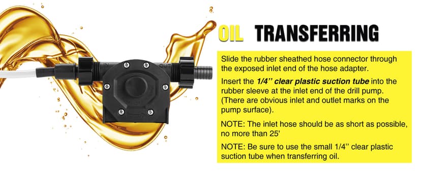 Self-Priming Mini Hand Water Transfer Drill Pump Kit with Water Hose & Oil Hose for Home Water Oil Fluid Transfer