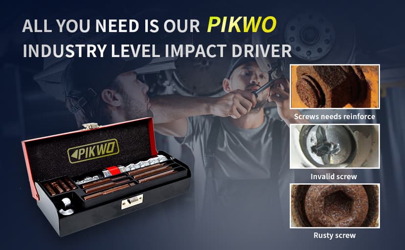 Hand Manual Reversible 1/2-inch 3/8-inch Impact Driver Set Extractor-13PCS Impact Screwdriver S2 Steel Disengage Rusted Fasteners or Frozen Bolts